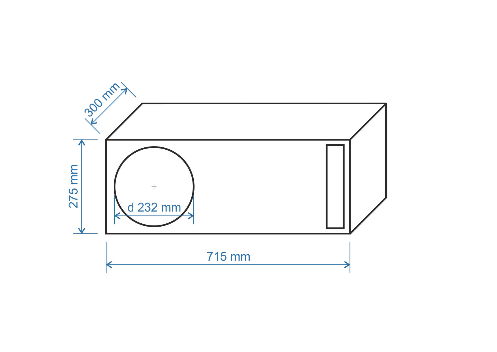 Корпус для 10’’ (250 мм) сабвуфера, на щели